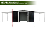 Wallaroo 10x8ft Zinc Steel Garden Shed with Open Storage - Black GSS-BSW-108O-BK