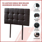 PU Leather Single Bed Deluxe Headboard Bedhead - Black V63-768185