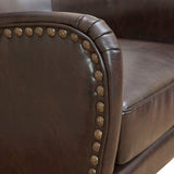 Vintage Brown Bonded Leather High Back Armchair V1041-JLC-1081LEATHER
