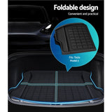 3PCS Car Rear Front Cargo Trunk Toolbox Luggage Rubber Mats for Tesla Model 3 2021-2022 RUBBER-MAT-TESLA-MODEL3-RFT