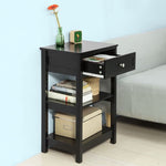 Black Bedside Table with 1 Drawer and 2 Shelves V178-84973