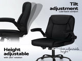 Artiss 2 Point Massage Office Chair Leather Mid Back Black MOC-C-FZ40-2P-BK