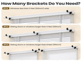 4 PackOver-Blinds Curtain Rod Brackets for Outside-Mounted Blinds, No Drill, Adjustable Fit - Black V1107-115-99227-BLK-4PACK