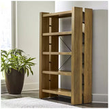 Adjustable Bookcase with Open Shelves, Rubberwood and Acacia Veneers, Indoor Use LSB-68976