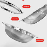 Stainless Steel Colander Strainer Set 3 in 1 Food Grater Cheese Grater Mixing Bowl with Container V1366-AZ2-W-11931