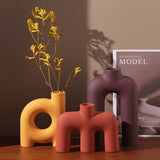 Tubular Letter Vase Set Modern Ceramic Decor for Living Room, Dining Table & TV Stand V1107-CS-ZMGXHP