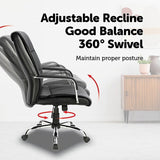 PU Leather Office Chair Ergonomic Executive Swivel Desk Chair with Padded Seat in Black V63-774965