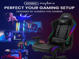 Overdrive Gaming Chair, with Bluetooth Speakers, RGB LED Lights, Reclining Game Armchair, Black V219-OFFGCROV5BKA