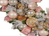 Christabelle 71cm Christmas Wreath Pink Front Door Decoration Jewelled Baubles Flowers Pine Con 112_GUE522