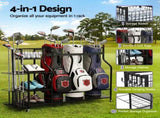 Everfit Golf 3 Bag Storage Golf Storage Garage Organizer with Wheels Black GSR-A-3T-BK