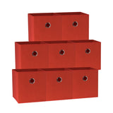SORTI 27x28x27 CM Red 8-Pack Foldable Storage Cubes - Fabric Bookcase Organizers for Toys and More V510-SML_RED_8X