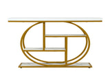 Artiss Console Table Marble Effect 4-Tier Shelves 105CM White&Gold FUR-V-CST-01-MBWH