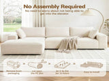 Artiss 3 Seater Modular Sofa Bed Sectional Boneless Couches for Living Room Corduroy Compressed Sofa SBED-K-CDY-4S-WH-ABC