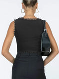 2-Pack Black French Vintage Lace Splice Camisole - Slim Fit Halter Top with Back Detail and V888-ELOSUNG39520