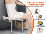 Folding PE Shower Seat, 15.7'' x 14.8'' Unfolded, Wall Mounted Fold Up Shower Bench with 500 lbs V952-SLKPEZCTWKB16SNT7V0