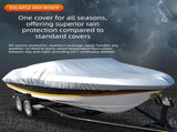 Silver Heavy Duty Waterproof V-Hull Boat Cover 11-13FT Marine Grade Outdoor UV Protection for V888-ELOSUNG43218