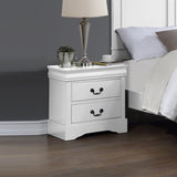 Bedside Table White Colour With 2 Drawers Night Stand Solid Wood Metal Handles V43-BST-SPNC-WH