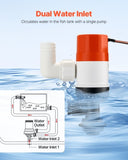 VEVOR Livewell Pump for Boat 12V 500 GPH Livewell Aerator Pump Straight 2 Inlets V952-CYHSB500GPHZPKUIQV9