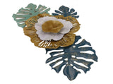 Iron Flower Wall Hanging Blue Modern Beautiful Metal Floral Wall Art Decor for Living Room Bedroom V1294-YM0706-3115230081211