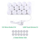 Hollywood LED Vanity Mirror Lights Kit, Dimmable Stick on USB Vanity Lights,Makeup Light Strip V1171-CB-G14NUSBWUS