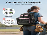 Tool Backpack, 56 Pockets, Heavy-duty Tools Storage Organizer Work Bags with Laptop Compartment & V952-GJBBSLD1012I9UUIW001V0