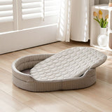Cooling Ice Silk Pet Bed for Small Dogs and Cats, Breathable Summer Nest with Washable Cushion, V1341-ZY-M5MWNNBL-LIGHTGREY-L7058CM