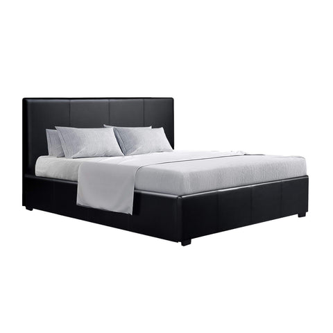 Artiss Bed Frame Queen Size Gas Lift Black NINO BFRAME-E-NINO-Q-BK-AB