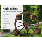 Gardeon Garden Decor Plant Stand Outdoor Ornament Wooden Wagon Wheel 80cm GD-WHEEL-SH2264-AB