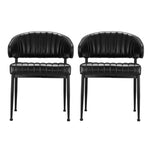 Artiss Dining Chairs Set of 2 Leather Hollow Armchair Black DINING-B-C01-PU-BKX2