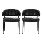 Artiss Dining Chairs Set of 2 Leather Hollow Armchair Black DINING-B-C01-PU-BKX2