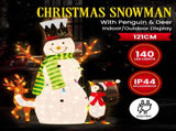Christabelle 1.2m Christmas Snowman Display Indoor Outdoor with LED Lights and Animals Decorati MHA501
