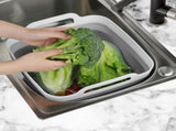 9 L Collapsible Dishpan with Drain Plug and Carry Handles, Foldable Wash Basin for Dishes, Cleaning, V1189-LC-AMZ-00075