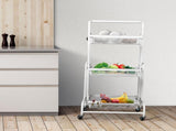 Levede 3 Tier Kitchen Trolley Cart Swivel White Colour KT0200-WH