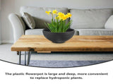 Large Black Plastic Hydroponic Planter Bowl for Home Gardening, Balcony, Indoor and Outdoor V1369-AZ3-W-19451