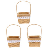3-Piece Woven Flower Basket Set with Multi-Purpose Storage in Beige for Home Organization and V1369-AZ3-W-12881