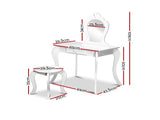 Keezi Kids Dressing Table Stool Set Vanity Mirror Princess Children Makeup White FURNI-G-054-KDT-WH