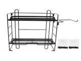 Toilet Storage Shelves Iron Wall Mounted 2 Layers Foldable Grid Home Decoration with Hooks for V1294-YM0716-3112220053012