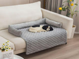 Plush Bolster Pet Bed Mat with Anti-Slip Base and Extended Drop Edge for Sofa and Floor Lounging V1341-ZY-5HCS3Q9B-LIGHTGREY-75120CM