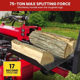 Yukon 75 Tonne Hydraulic Petrol 420cc Log Splitter Electric Key Start Vertical and Horizontal LOG-PTR-TPD-075
