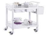 2 Tiers Lab Carts, Lab Utility Cart 2 Trays, 2 Drawers & 4 Silent Wheels, Mobile Medical Cart V952-SYSTCECKFBS4Q6WT7V0