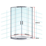 100 x 100cm Rounded Sliding 6mm Curved Shower Screen with Base in Chrome V63-830041