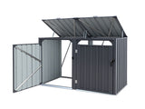 Giantz Bin Shed Double Wheelie Waste Bins Storage Steel Garden Enclosure Grey SHED-2BIN-STEEL-BK