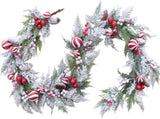 70 Inch Christmas Candy Cane Garland for Front Door, Winter Red White Xmas Holiday Garland for V1258-DP02-C-2711