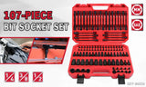 107Pc Hex & Torx Bit Socket Set E-Torx Extra Long Allen Key Sockets Metric & SAE V465-84026