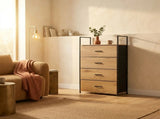 CARLA HOME 4 Drawer Tallboy Large Storage Cabinet - Brown - Rustic - Steel - Chest Drawers Tallboy V178-36454