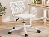 Artiss Ergonomic Office Chair Armless Study Chair Height Adjustable for Girls Boys Teens White OCHAIR-M-1006-WH