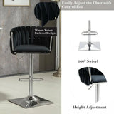 SERENIT Modern Velvet Breakfast Bar Stools Swivel Barstools Adjustable Counter Stools with Backrest V255-SE-SP1782R-BLACK