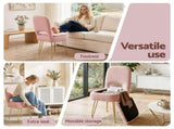 Artiss Storage Ottoman Vanity Stool Foot Stool Folding Back Pink FS-D-BACK02-PK