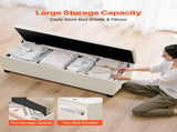 Storage Ottoman Bench, Button-Tufted End of Bed Bench with Side Bags, Flip-up Upholstered Storage V952-BYWSZYXTK404XZWNY001V0