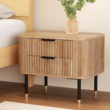 Artiss Bedside Table 2 Drawers Paulownia Wood Pine FUR-U-BS-02-WD